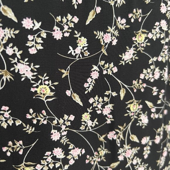 She + Sky Black Floral Ruffle Bottom Lined Mini Fit Flare A-Line Sun Dress Sz L - Picture 12 of 15